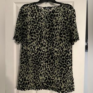Leopard print cheetah animal sheer mesh shirt tee top cover up see through motel